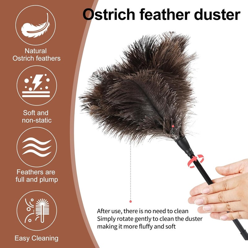 FeelfunFeather Ostrich Feather Duster-14.9 Inch Mini Natural Feathers Dusters with Plastic Handle Reusable Handheld for Cleaning Supplies Home Car Office(2pcs) - Image 4